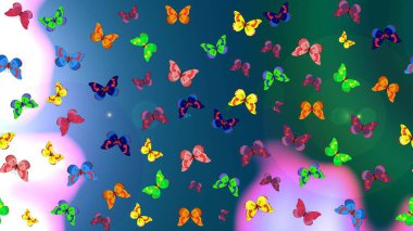 Robot resim. Clipart blue, green and nötr Butterfly about Magic Cartoon. Kart ve Fotoğraf Çocukları Albümleri Üzerine Bebekler Kitabı ve Dijital Baskı. Albüm için resim. Raster illüstrasyonu.