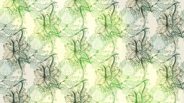 Çizim çiçek deseni duvar kâğıdı olarak kullanılabilir. Tarafsız, bej ve yeşil renklerde çiçekler. Raster illüstrasyonu.