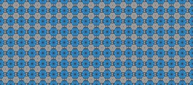 Raster illüstrasyonu. Mavi, gri ve beyaz renklerde şirin çiçekler. Moda baskısı, albüm, ambalaj kağıdı ve duvar kağıdı için zarif dekoratif süslemeler. Küçük çiçekli basit, pürüzsüz desen.