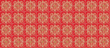 Raster illüstrasyonu. Klasik tarzda hem de. Duvar kağıtları, web sayfası geçmişi, yüzey dokuları, tekstil için mükemmel. Kırmızı, bej ve turuncu renklerde kıvrım ve kıvrım. Kusursuz..