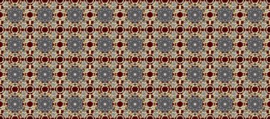 Gri, kırmızı ve kahverengi renklerde, altın elementlerle kusursuz klasik desen. Noel, kar tanesi, yeni yıl 2025.