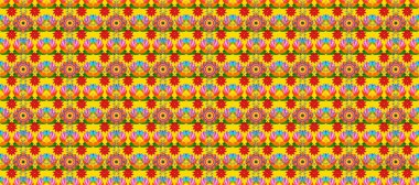 Turuncu, sarı ve kırmızı renklerde. Kusursuz desen. Hint süsü. Raster illüstrasyonu. Çiçek duvar kağıdı. Renkli süs kenarı.