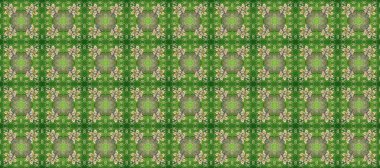 Dekoratif simetri arabesk. Raster illüstrasyonu. Tarafsız, yeşil ve bej renklere altın. Kusursuz ortaçağ çiçek deseni. Doğum günü, davetiye ya da afiş için tebrik kartı.