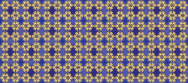 Duvar kâğıdı barok, İspanyol kumaşı. Kusursuz çiçek deseni. Kusursuz raster arka plan. Mavi, mor ve sarı renklerdeki grafiksel, kusursuz desen.