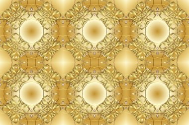 Barok tarzında altın çiçekli süs. Antika altın tekrarlanabilir duvar kağıdı. Damask pürüzsüz yineleme kalıbı. Sarı, bej ve nötr renklerde altın element.
