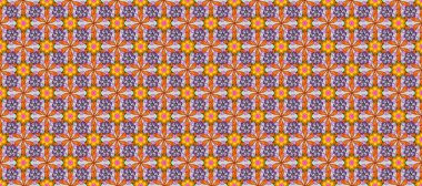 Turuncu, gri ve kahverengi renkli şirin çiçekler. Küçük çiçekli basit, dikişsiz desen. Moda baskısı, albüm, ambalaj kağıdı ve duvar kağıdı için zarif dekoratif süslemeler. Raster tasarımı.