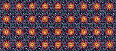 Çiçeksiz desenli nakış işlemeli gelincikler ve vadideki zambaklar. Tekstil tasarımı için siyah, mavi ve gri renkli geleneksel halk çiçekleri..