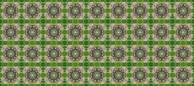 Çizim. Süslü dekorasyon. Damask altın soyut çiçek deseni yeşil, gri ve bej renklerde.