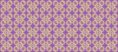 Sembol bayramı, yeni yıl kutlamaları, altın desenler. Kış kar dokusu duvar kağıdı. Noel altın kar tanesi kusursuz desen. Beyaz ve menekşe renkleri üzerinde altın kar taneleri.