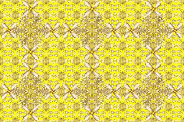 Sarı, beyaz ve kahverengi renklerde, altın elementli, klasik, pürüzsüz desen. Noel 2019, kar tanesi, yeni yıl.