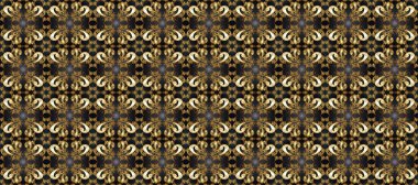 Dekoratif simetri arabesk. Kusursuz ortaçağ çiçek deseni. Doğum günü kartı, davetiye ya da afiş için iyidir. Raster illüstrasyonu. Bej, gri ve kahverengi renklerde altın.