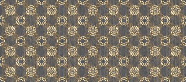 Raster illüstrasyonu. Süslü dekorasyon. Damask altın soyut çiçek mavi ve kahverengi renklerde pürüzsüz desen.