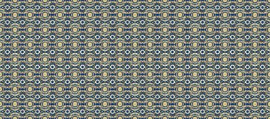 Klasik raster sarısı, kusursuz desen. Çiçek süslemesi kumaş deseni, cam, çiçek desenli altın elementli doğal, bej ve mavi renkler..