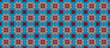 Mavi, gri, kırmızı. Raster zentangle eskiz dokusu, mavi, gri ve kırmızı renklerde soyut çiçek mandalası deseni. Web sayfası için kullanılabilir. Şekillendirilmiş çiçekli yaz eskizi deseni.