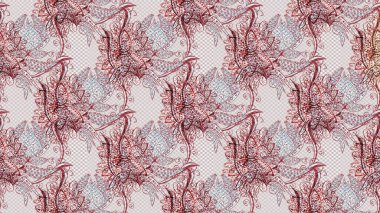 Sketch Floral Pattern in Raster illustration. Fancy fabric pattern. Colour Spring Theme sketch pattern Background. Flat Flower Elements Design.