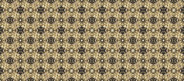 Kusursuz desenli oryantal süs. Gri ve kahverengi renklerdeki altın desenli altın elementler. Raster altın tekstil baskısı. Çiçek kiremitleri. İslam tasarımı.