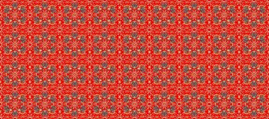 Çiçek desenli metal. Kusursuz altın desen. Altın elementli kırmızı ve gri renkler. Raster altın çiçek süsü brokar kumaş deseni, beyaz karalamalar.