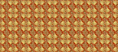 Tasarım şablonu için Raster sanat kenarı. Altın element kahverengi, turuncu, sarı renkler. Davetiyeler için Raster illüstrasyon, sertifika, web sayfası. Altın desenli çiçek dekoru. Doğu tarzı ögesi.