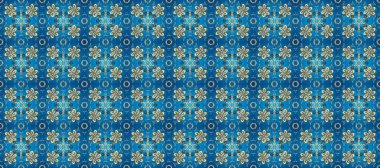 Şam, tasarım için kusursuz desen. Mavi, nötr ve bej renklerinde, altın elementli, pürüzsüz desen.