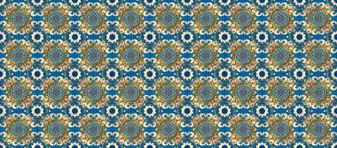 Raster altın pürüzsüz desen. Arkaplan, kumaş, altın duvar kağıdı. Altın desenli mavi, bej ve kahverengi, altın elementli. Düz elle çizilmiş vintage koleksiyonu.