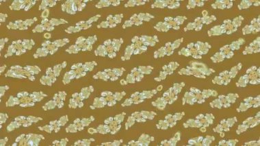 Renkli unsurlarla hareketli arka plan görüntüleri. Çiçekler. Eski model. Bayrak tarzı. Video kaydı. Şablon. Döngü. Kusursuz..