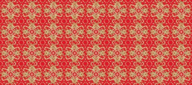 Çiçek desenli altın metal. Kusursuz altın desen. Altın elementli turuncu, bej ve kırmızı renkler. Raster altın çiçek süsü brokar kumaş ve cam desenli..