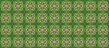 Damask kusursuz yinelenen arkaplan. Yeşil, nötr ve gri renklerde altın element. Barok tarzında altın çiçekli süs. Doku arkaplanı üzerine altın duvar kağıdı.