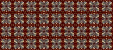 Gri, kırmızı ve kahverengi renklerde, altın elementlerle kusursuz klasik desen. Noel, kar tanesi, yeni yıl 2025.