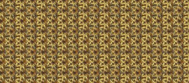 Kahverengi, sarı ve bej renkler üzerinde klasik oryantal desen. Geleneksel raster ve altın desen. Damask pürüzsüz süsü.