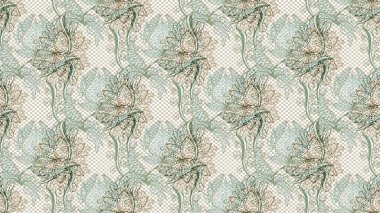 Çiçekli karalama şeklinde Raster çiçek deseni. Tarafsız, gri ve bej renklerde bahar çiçekleri. Raster illüstrasyonu.