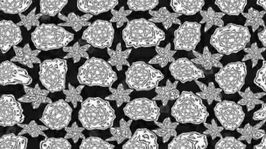 Renkli unsurlarla hareketli arka plan görüntüleri. Çiçekler. Eski model. Bayrak tarzı. Video kaydı. Şablon. Döngü. Kusursuz..