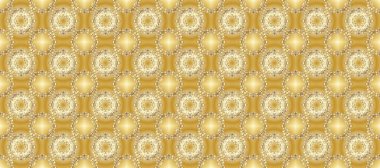 Sarı ve bej renklerde altın elementlerle kusursuz desen. Kusursuz klasik raster altın desenli. Geleneksel oryantasyon süsü. Klasik vintage arkaplan.