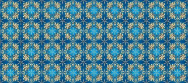 Kusursuz altın desen. Mavi, nötr ve bej renklerde altın elementlerle kusursuz desen. Raster doğulu süsü.