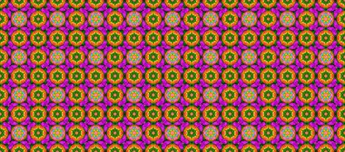 Mor, turuncu ve yeşil renkte çiçekler. Düz Çiçek Elementleri Tasarımı. Renkli Bahar Temalı Kusursuz Arkaplan. Güzel çiçek deseni..