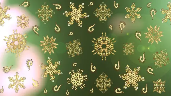 Isolated cute snowflakes on colorful background. Golden colors with snowflakes. Raster illustration.