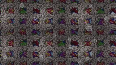 Renkli unsurlarla hareketli arka plan görüntüleri. Çiçekler. Eski model. Bayrak tarzı. Video kaydı. Şablon. Döngü. Kusursuz..