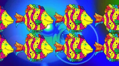 Renkli unsurlarla hareketli arka plan görüntüleri. Çiçekler. Eski model. Bayrak tarzı. Video kaydı. Şablon. Döngü. Kusursuz..