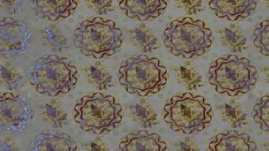 Renkli unsurlarla hareketli arka plan görüntüleri. Çiçekler. Eski model. Bayrak tarzı. Video kaydı. Şablon. Döngü. Kusursuz..