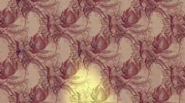 Renkli unsurlarla hareketli arka plan görüntüleri. Çiçekler. Eski model. Bayrak tarzı. Video kaydı. Şablon. Döngü. Kusursuz..