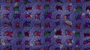 Renkli unsurlarla hareketli arka plan görüntüleri. Çiçekler. Eski model. Bayrak tarzı. Video kaydı. Şablon. Döngü. Kusursuz..