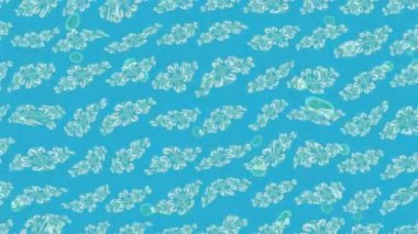 Renkli unsurlarla hareketli arka plan görüntüleri. Çiçekler. Eski model. Bayrak tarzı. Video kaydı. Şablon. Döngü. Kusursuz..