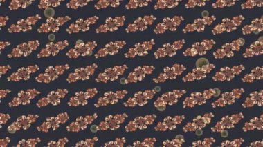 Renkli unsurlarla hareketli arka plan görüntüleri. Çiçekler. Eski model. Bayrak tarzı. Video kaydı. Şablon. Döngü. Kusursuz..