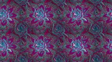 Renkli unsurlarla hareketli arka plan görüntüleri. Çiçekler. Eski model. Bayrak tarzı. Video kaydı. Şablon. Döngü. Kusursuz..