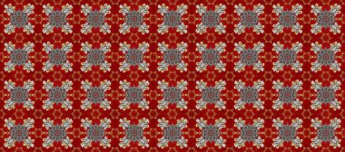 Altın element kırmızı, gri ve kahverengi renklerde. Altın desenli çiçek dekoru. Davetiyeler, kartlar, web sayfası için Raster illüstrasyon. Çizgi sanatı tasarım şablonu için kusursuz sınır. Doğu tarzı ögesi.