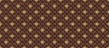 Raster illüstrasyonu. Süslü dekorasyon. Damask altın soyut çiçek nötr, bej ve kahverengi renklerde pürüzsüz desen.