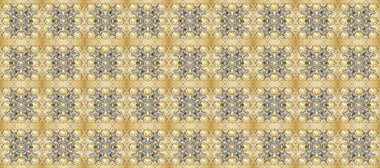 Altın desenli çiçek dekoru. Davetiyeler, kartlar, web sayfası için Raster illüstrasyon. Çizgi sanatı tasarım şablonu için kusursuz sınır. Doğu tarzı element. Bej, nötr ve gri renklerde altın element