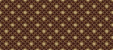 Raster illüstrasyonu. Süslü dekorasyon. Damask altın soyut çiçek nötr, bej ve kahverengi renklerde pürüzsüz desen.