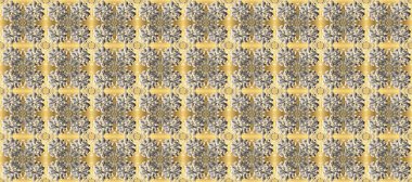 Damask pürüzsüz yineleme kalıbı. Bej, gri ve nötr renklerde altın element. Barok tarzında altın çiçekli süs. Antika altın tekrarlanabilir duvar kağıdı.