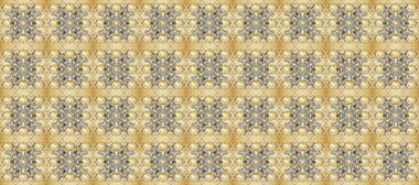 Altın desenli çiçek dekoru. Davetiyeler, kartlar, web sayfası için Raster illüstrasyon. Çizgi sanatı tasarım şablonu için kusursuz sınır. Doğu tarzı element. Bej, nötr ve gri renklerde altın element