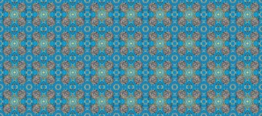 Raster illüstrasyonu. Oriental raster klasik mavi, gri, nötr ve altın desenli. Kusursuz soyut arkaplan.